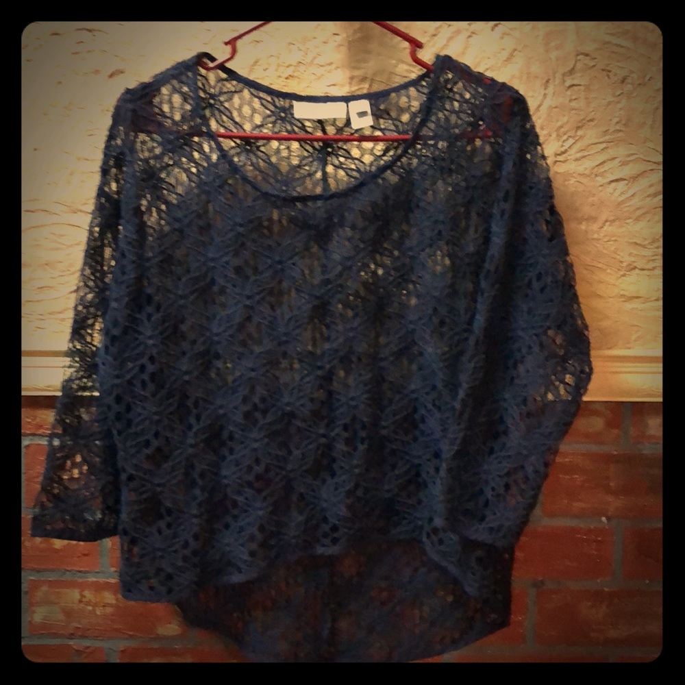 Navy, embroidered shirt; exclusive of decoration.